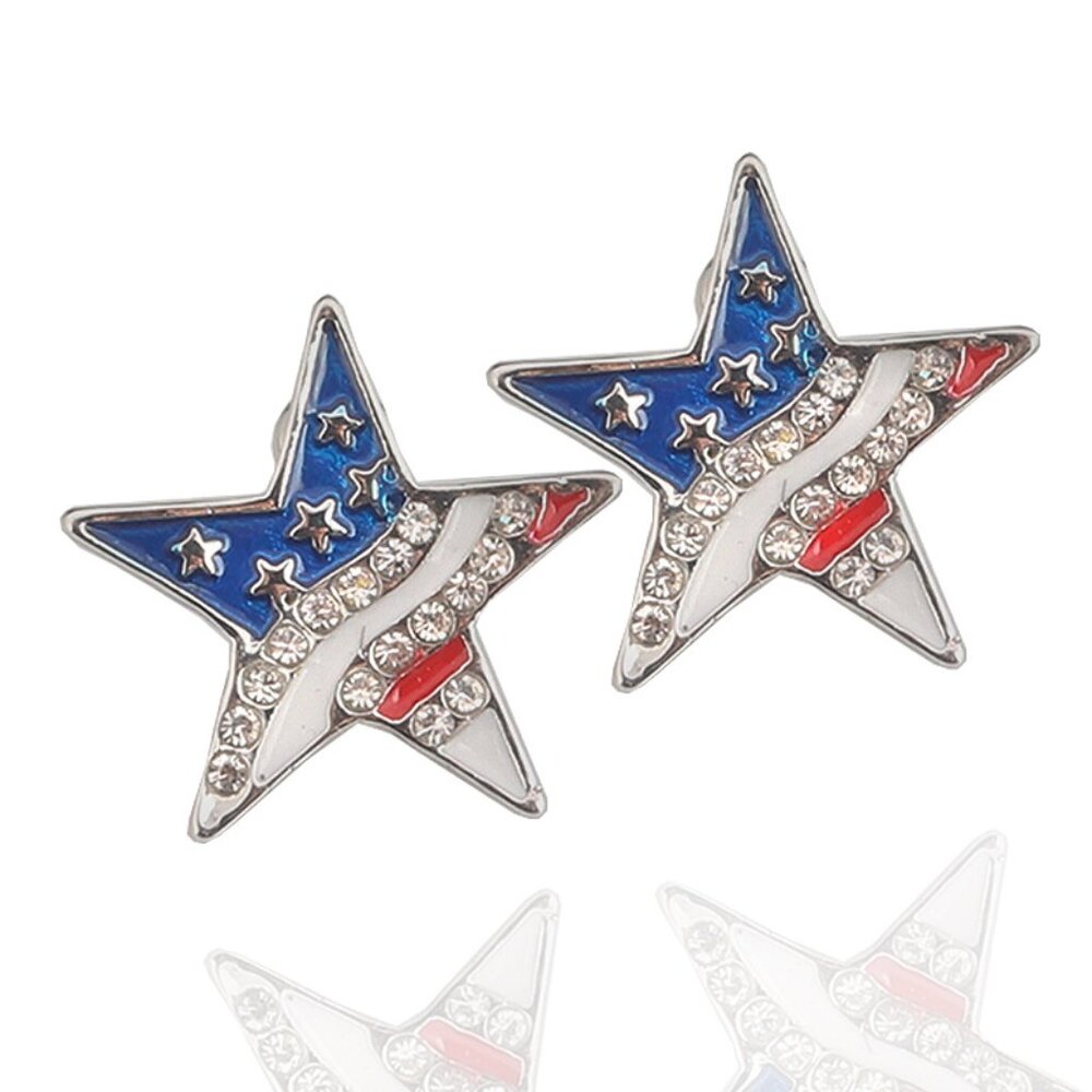 United States of America Star Stud‎ Earrings, 4th of July, American Flag, USA